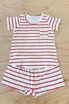 Kids Lounge Short Set - RED STRIPE