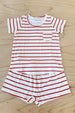 Kids Lounge Short Set - RED STRIPE