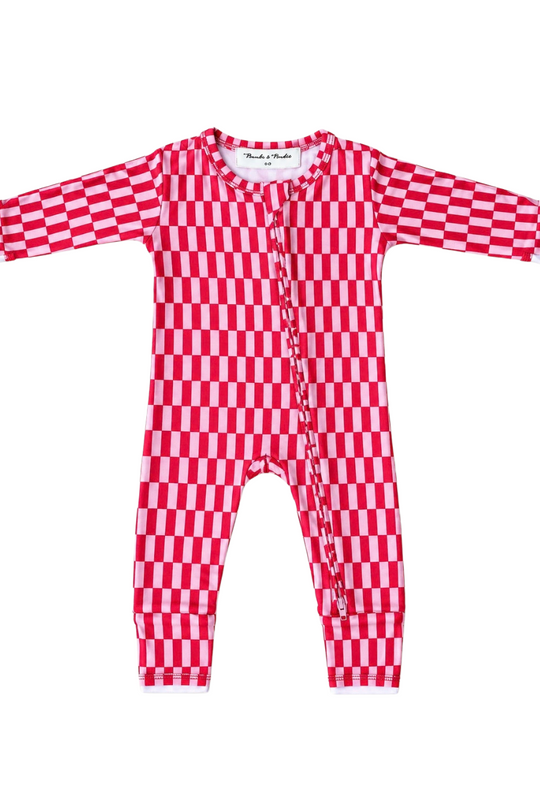 Zipper Sleeper - CANDY CANE CHECK