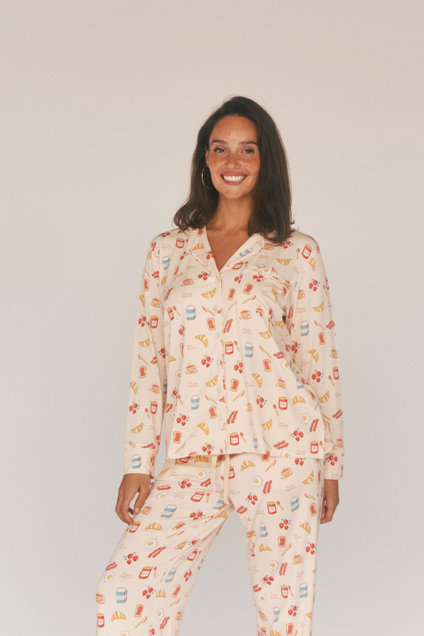 Ladies Collared Set - BREAKFAST IN BED
