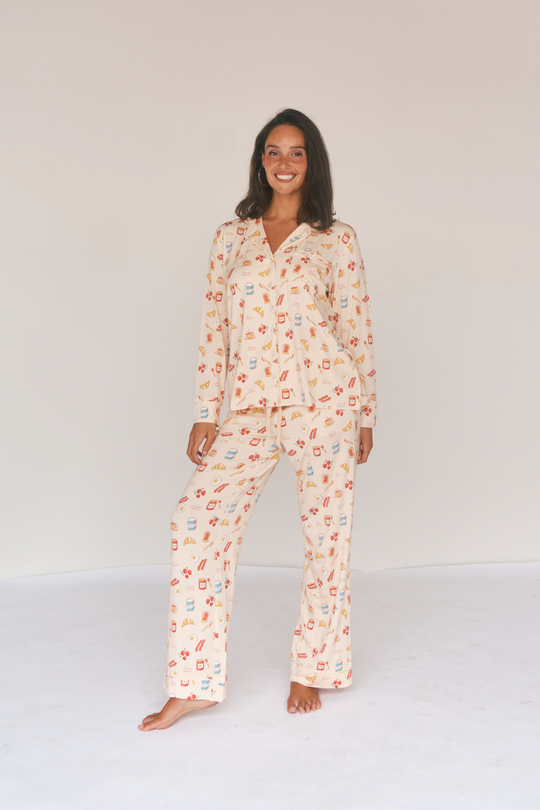 Ladies Collared Set - BREAKFAST IN BED