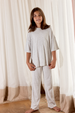 T-Shirt Wide Leg Pant Set - GREY CLOUD
