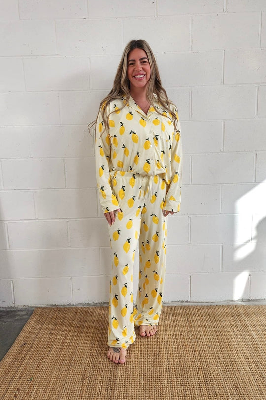 Ladies Collared Set - LEMON SORBET