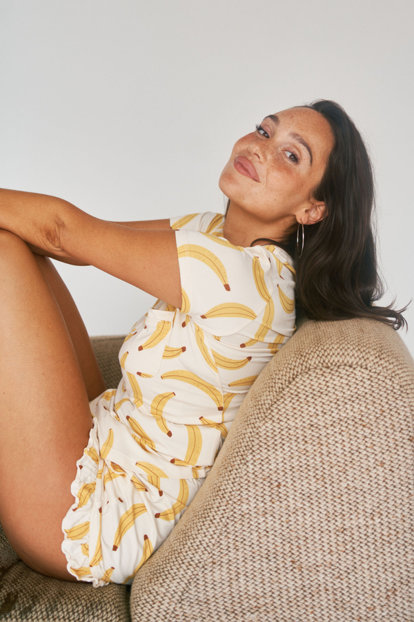 Ladies Ruffled Short Set - GO BANANAS