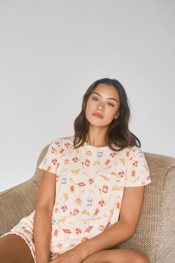 Ladies Ruffled Short Set - BREAKFAST IN BED