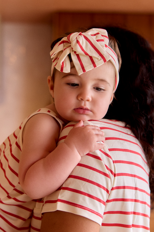 Bow Headband - RED STRIPE