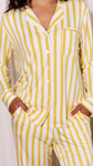 Ladies Collared Set - LEMON STRIPE
