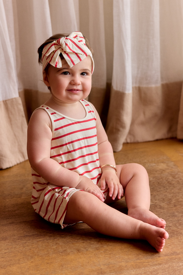 Bow Headband - RED STRIPE