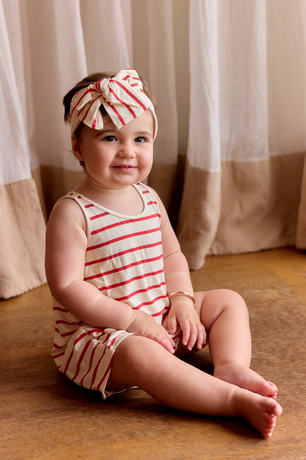 Tank Romper - RED STRIPE