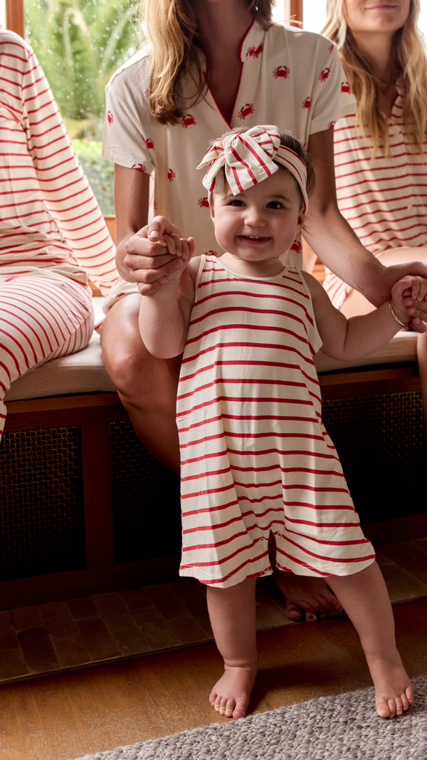 Bow Headband - RED STRIPE