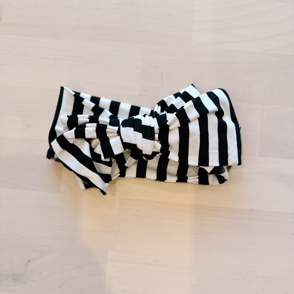 AU Bow Headband - BLACK AND WHITE STRIPE