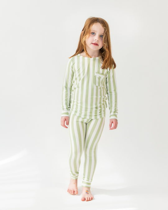 Classic Henley Set - MELON STRIPE