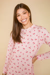 AU | Ladies Henley Nightgown - PINK CHERRY HEART