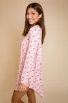 Ladies Henley Nightgown - PINK CHERRY HEART