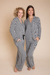 AU Ladies Collared Set - BLACK AND WHITE STRIPE