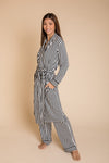 Ladies Robe - BLACK AND WHITE STRIPE