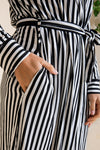 AU Ladies Robe - BLACK AND WHITE STRIPE