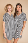 AU Ladies Lounge Dress - BLACK AND WHITE STRIPE