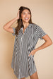 AU Ladies Lounge Dress - BLACK AND WHITE STRIPE