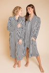 AU Ladies Robe - BLACK AND WHITE STRIPE