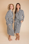 AU Ladies Robe - BLACK AND WHITE STRIPE