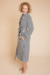 AU Ladies Robe - BLACK AND WHITE STRIPE