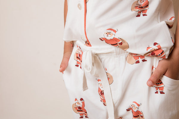 Kid's Button Up Short Set - SANTA