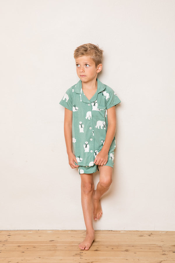 AU Kid's Button Up Short Set - POLAR BEAR