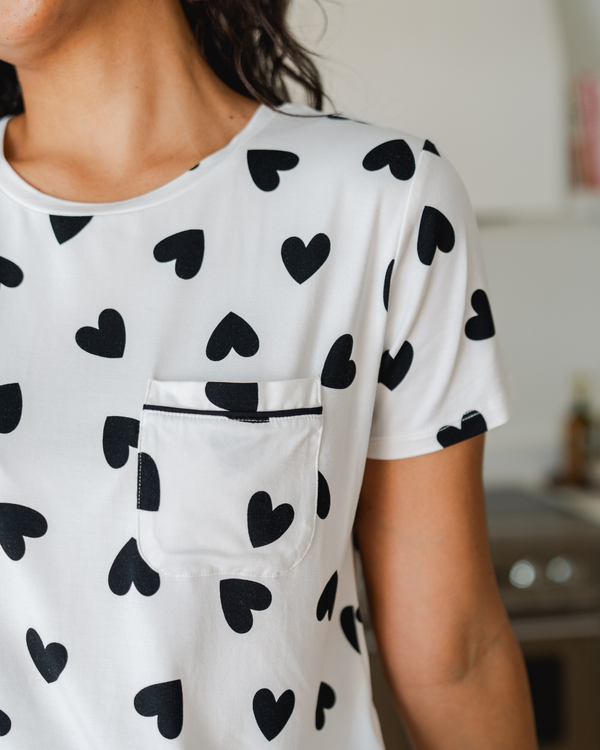 Ladies Ruffled Short Set - BLACK HEART