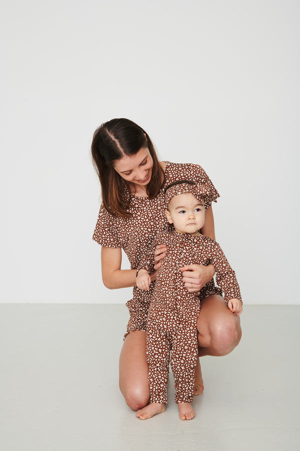 Zipper Sleeper - BROWN FLORAL