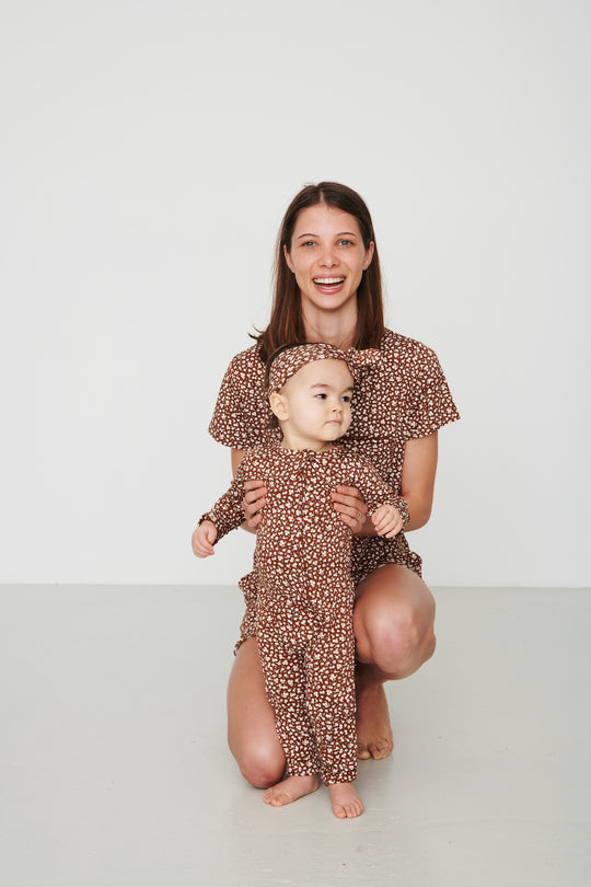 Zipper Sleeper - BROWN FLORAL
