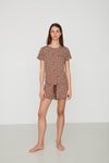 Ladies Ruffled Short Set - BROWN FLORAL