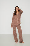 Ladies Collared Set - BROWN FLORAL
