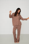Ladies Collared Set - BROWN FLORAL