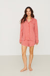 Ladies Ruffled Short Set - RED GINGHAM