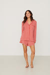 Ladies Ruffled Short Set - RED GINGHAM