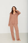 Ladies Collared Set - BROWN CHECK