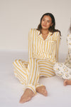 Ladies Collared Set - LEMON STRIPE