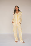 Ladies Collared Set - LEMON STRIPE