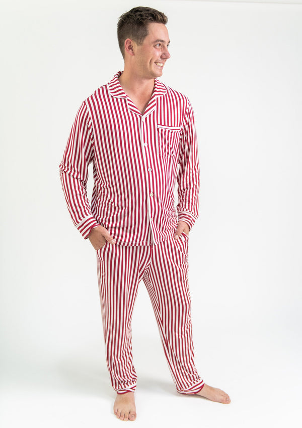 Men's Collared Pant Set - CANDY CANE