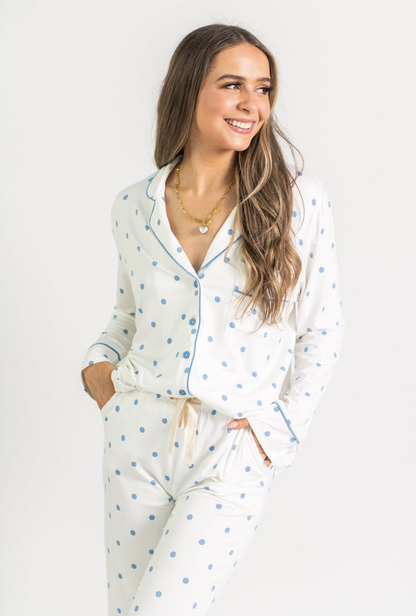 AU | Ladies Collared Set - BLUE DOT