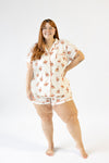 Ladies Button Up Short Set - SANTA