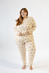 Ladies Henley Jogger Set - GINGERBREAD