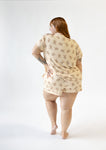 Ladies Button Up Short Set - GINGERBREAD