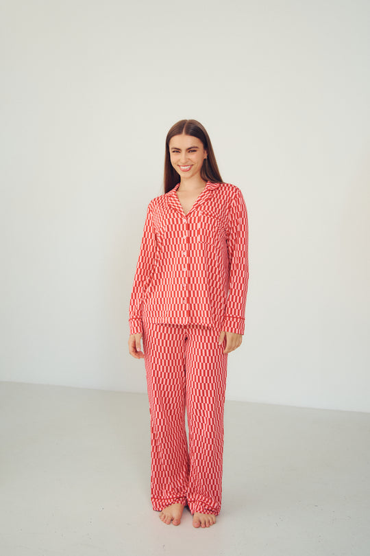 Ladies Collared Set - CANDYCANE CHECK