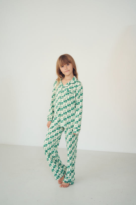 Kids Collared Set - EVERGREEN CHECK