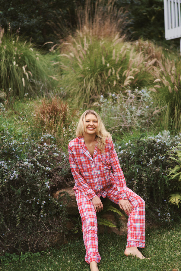 Ladies Collared Set - RED PLAID