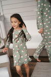 Long Sleeve Ruffled Sleep Dress - SANTA