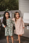 Long Sleeve Ruffled Sleep Dress - SANTA
