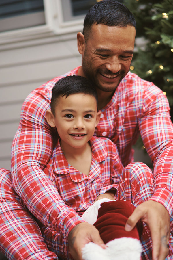 Kid's Collared Button up Set - RED PLAID